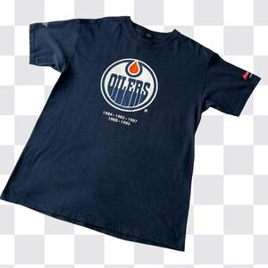COilers Graphic Budweiser Celebration NHL Navy Blue Cotton Tee Shirt Size Large